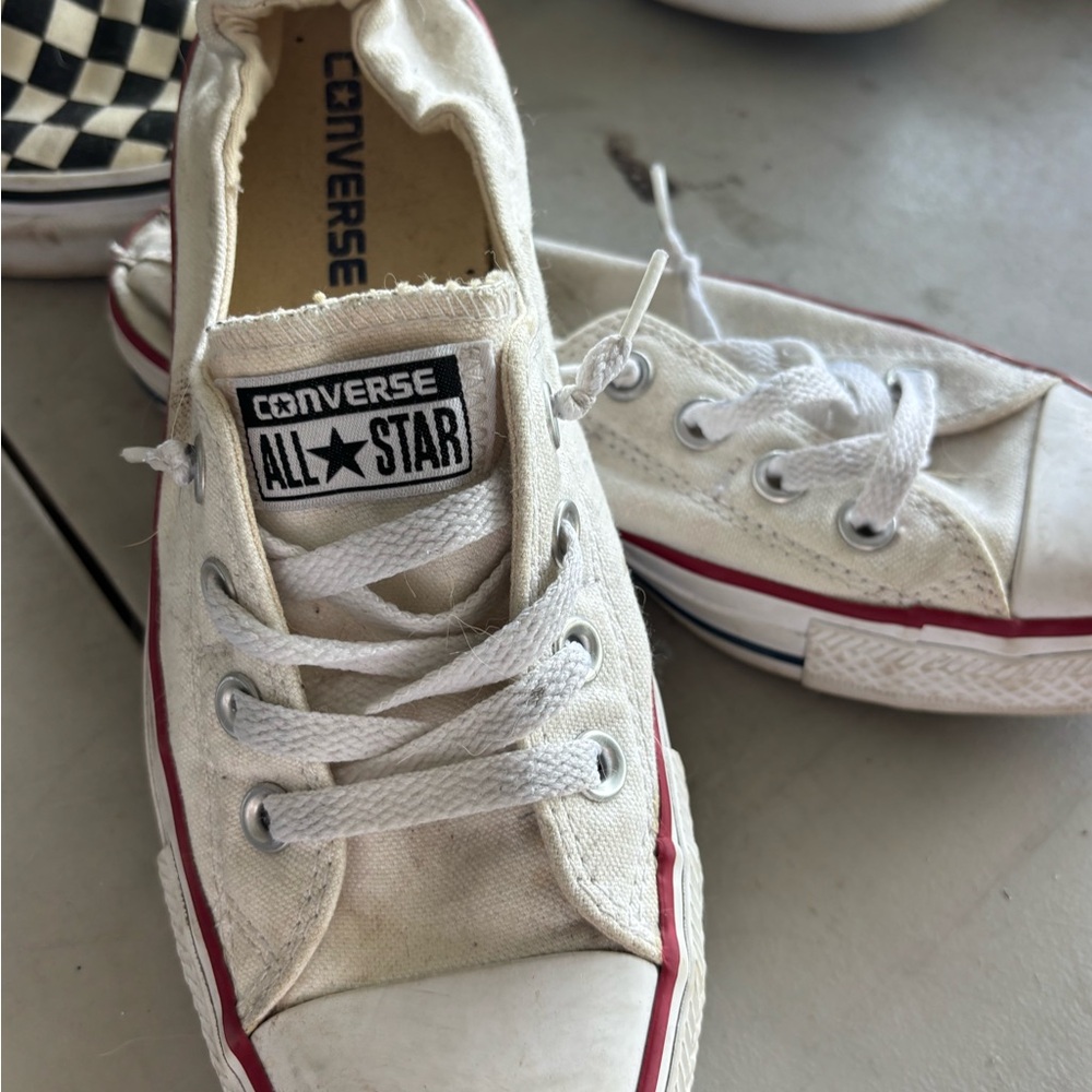 Converse All Star White Sneakers with Red Trim